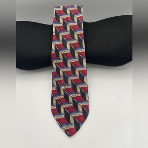 Robert Talbots Tie Best of Class Levy Nashville Geometric Red Black Blue White